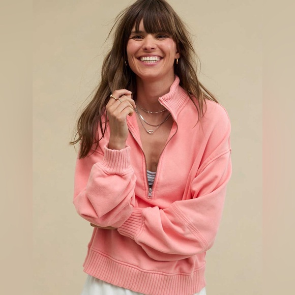 Aerie Sun's Out Quarter Zip Sweatshirt - Picture 1 of 7
